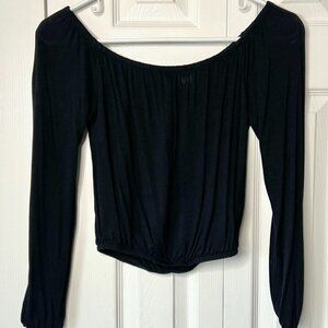 Cropped Off the Shoulder Top XS Black